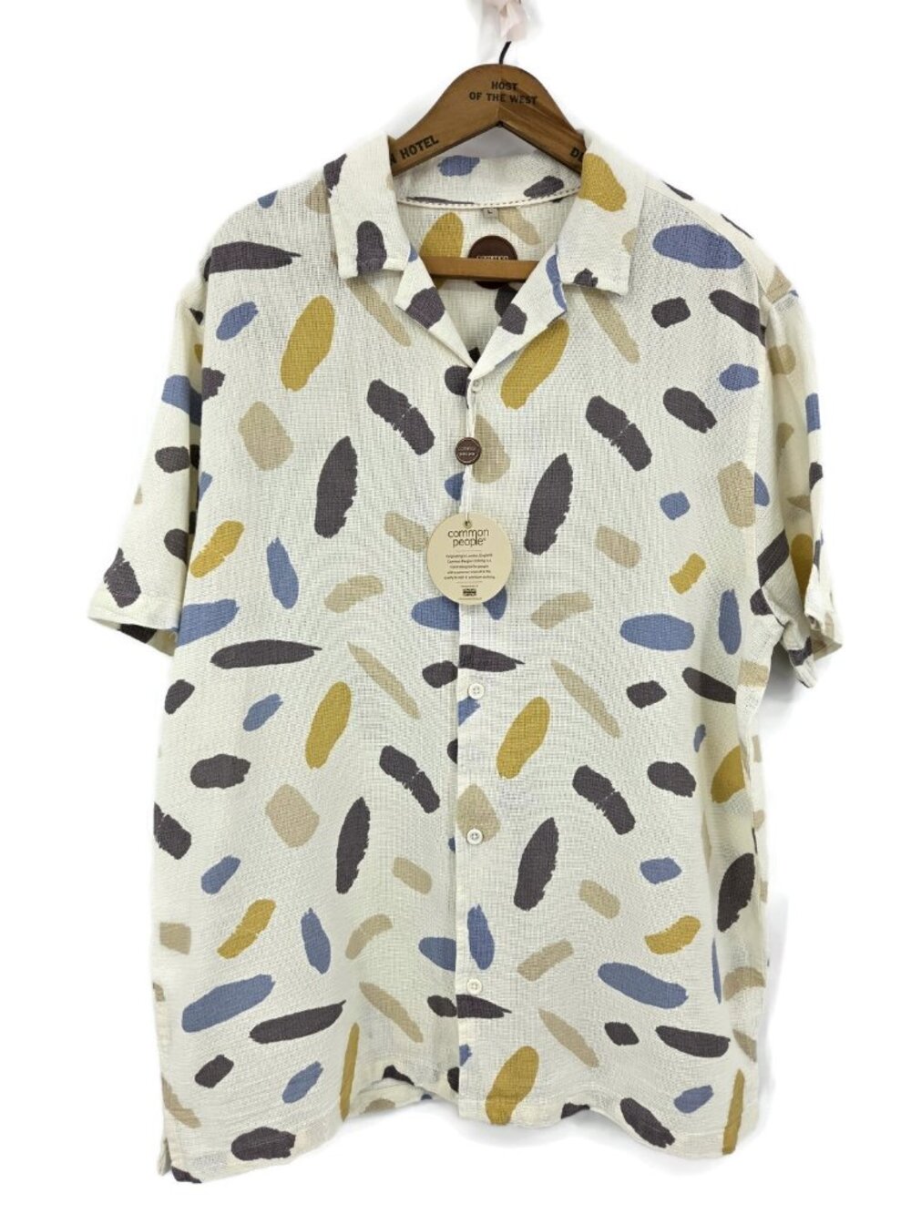New Common People Short Sleeve Shirt Mens L Cotton Camp